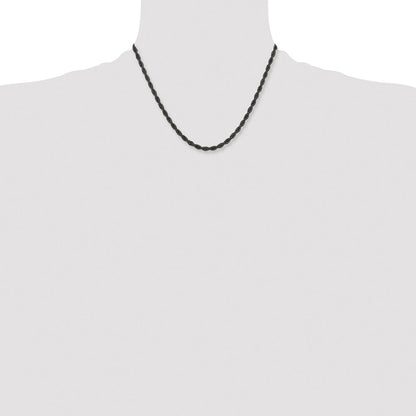 Stainless Steel Chisel Polished Black Ip-Plated 4mm Rope Chain Necklace