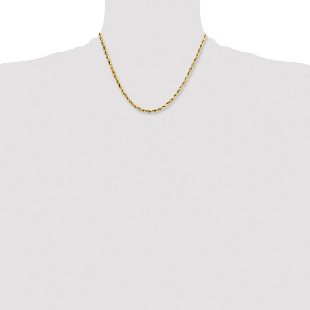 Stainless Steel Chisel Polished Yellow Ip-Plated 4mm Rope Chain Necklace