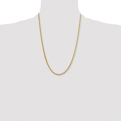 Stainless Steel Chisel Polished Yellow Ip-Plated 4mm 24 Inch Rope Chain Necklace