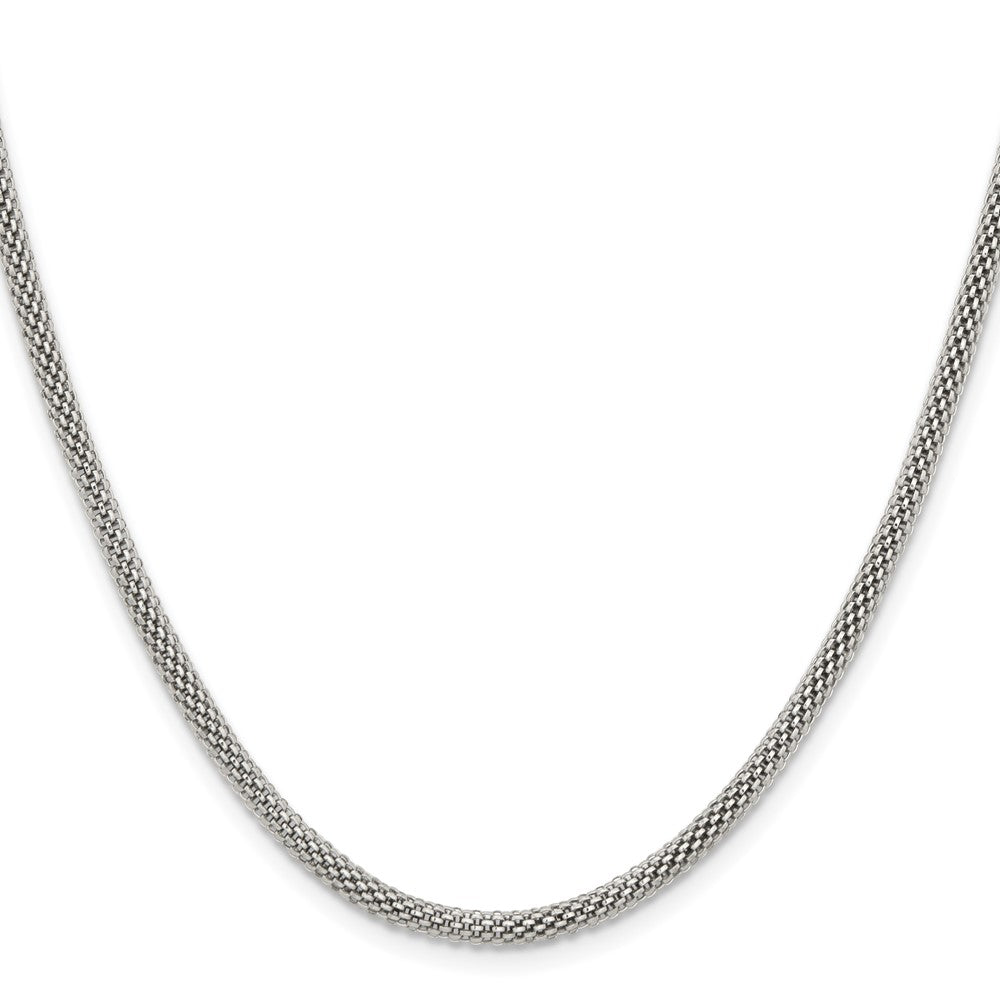Stainless Steel Chisel Polished 3.2mm 24 Inch Bismark Chain Necklace