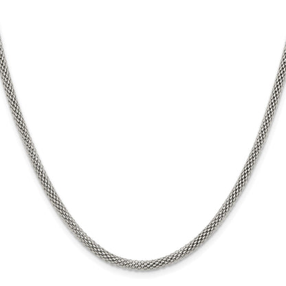 Stainless Steel Chisel Polished 3.2mm 24 Inch Bismark Chain Necklace