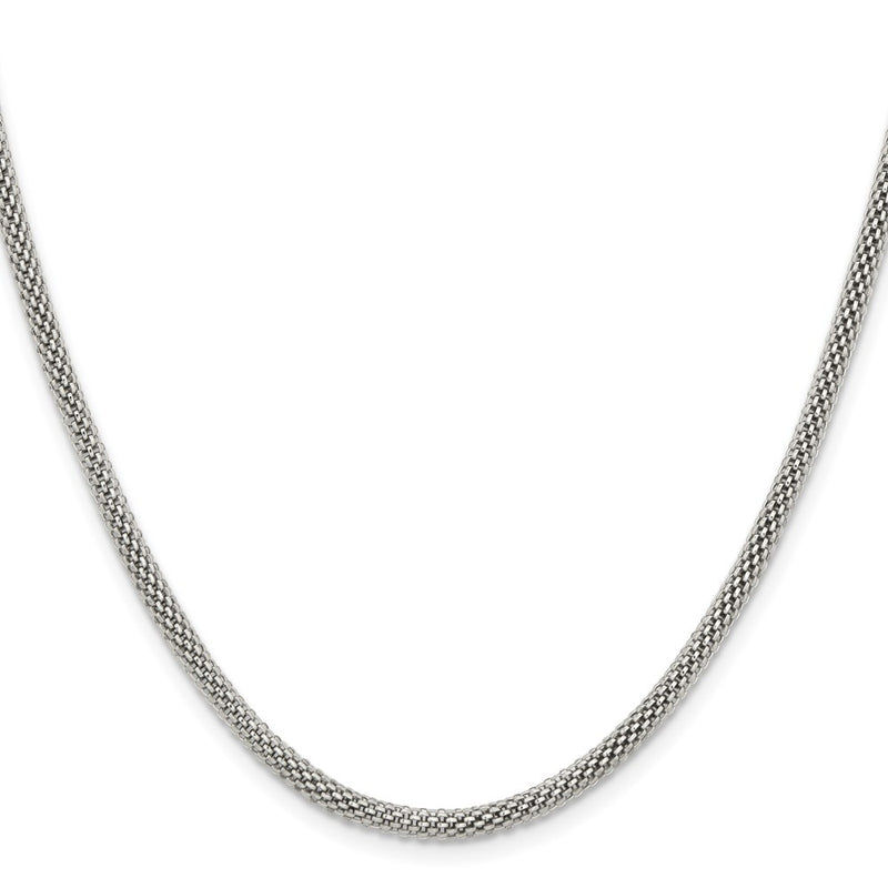 Stainless Steel Chisel Polished 3.2mm 24 Inch Bismark Chain Necklace