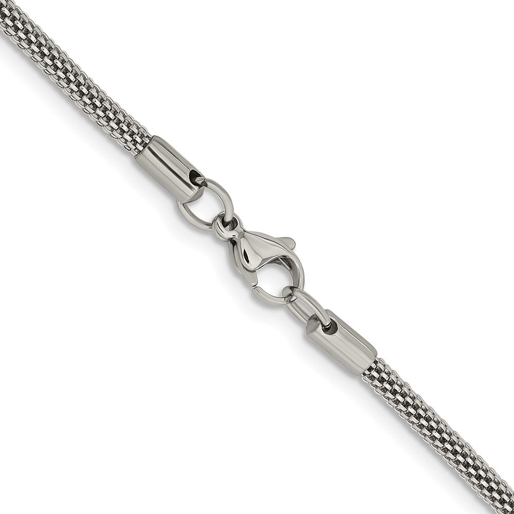 Stainless Steel Chisel Polished 3.2mm 20 Inch Bismark Chain Necklace