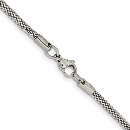 Stainless Steel Chisel Polished 3.2mm 20 Inch Bismark Chain Necklace