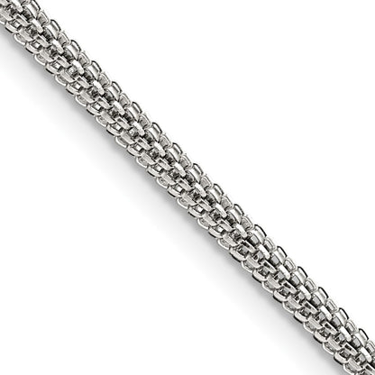 Stainless Steel Chisel Polished 3.2mm 24 Inch Bismark Chain Necklace