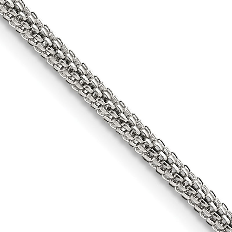 Stainless Steel Chisel Polished 3.2mm 24 Inch Bismark Chain Necklace