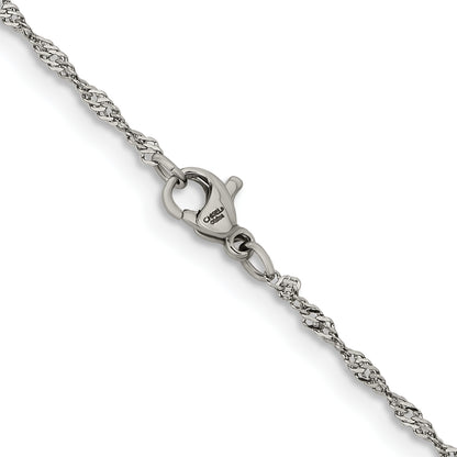 Stainless Steel Chisel Polished 2mm 20 Inch Singapore Chain Necklace