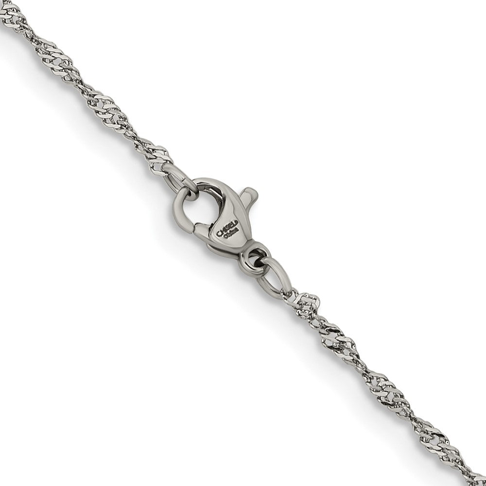Stainless Steel Chisel Polished 2mm Singapore Chain Necklace