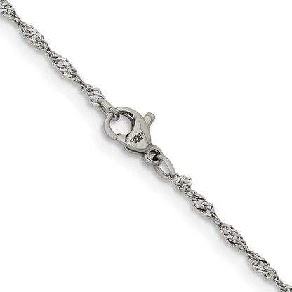 Stainless Steel Chisel Polished 2mm Singapore Chain Necklace
