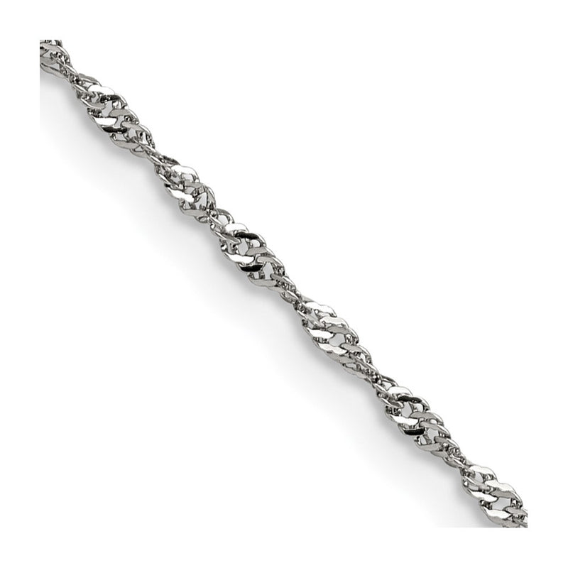 Stainless Steel Chisel Polished 2mm 18 Inch Singapore Chain Necklace