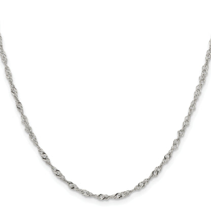 Stainless Steel Chisel Polished 2.5mm 24 Inch Singapore Chain Necklace