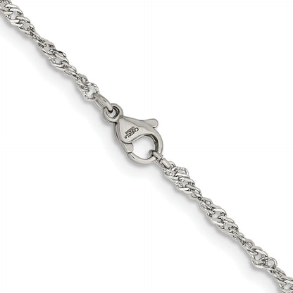 Stainless Steel Chisel Polished 2.5mm 20 Inch Singapore Chain Necklace