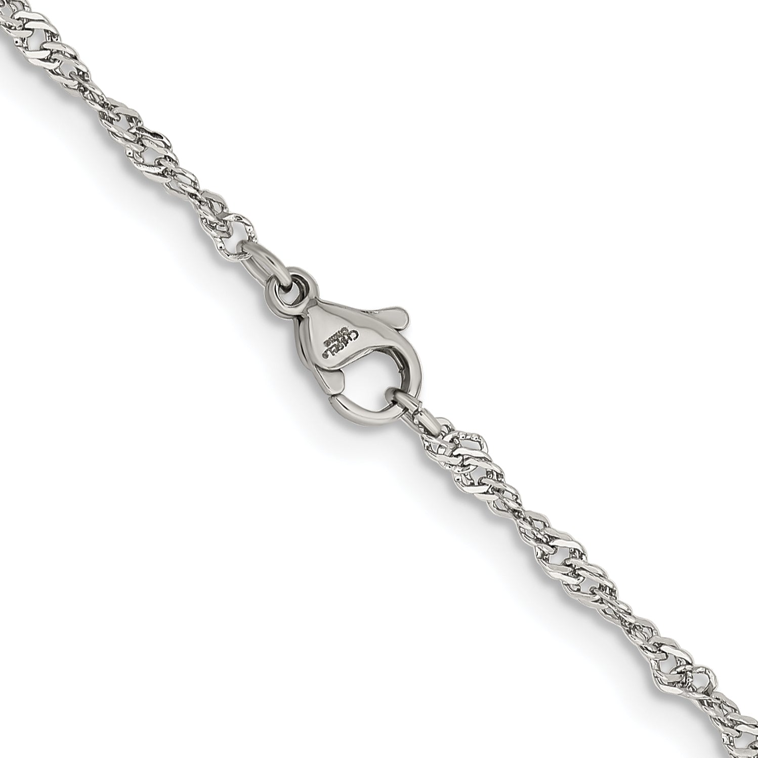 Stainless Steel Chisel Polished 2.5mm 24 Inch Singapore Chain Necklace