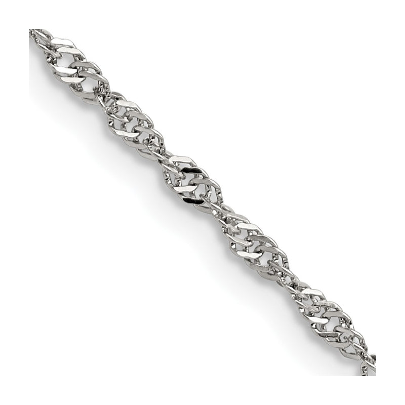 Stainless Steel Chisel Polished 2.5mm 24 Inch Singapore Chain Necklace