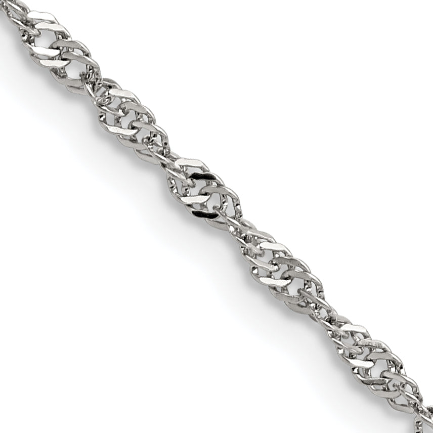 Stainless Steel Chisel Polished 2.5mm 24 Inch Singapore Chain Necklace