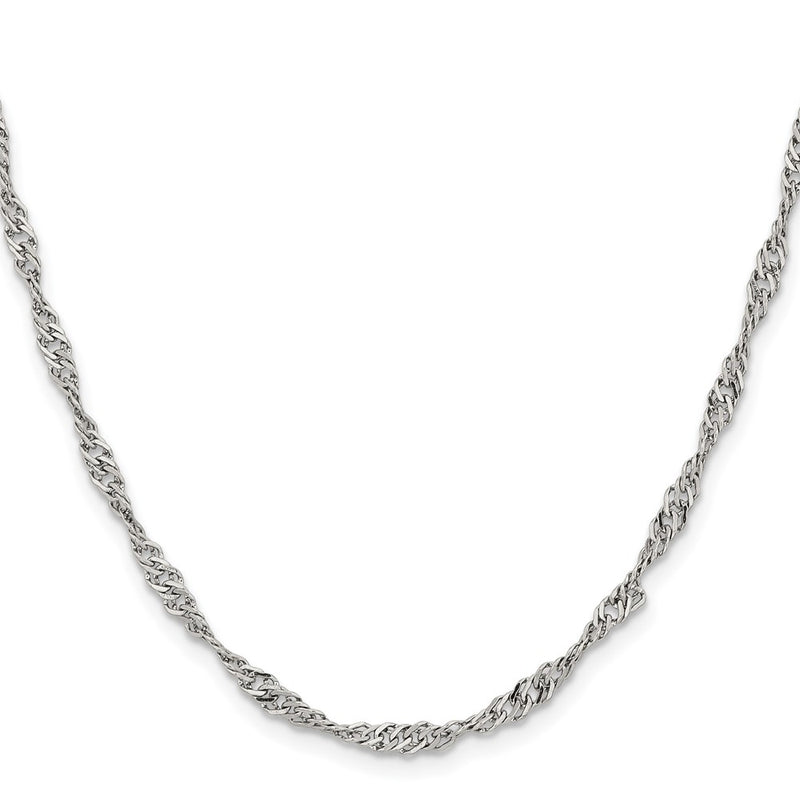 Stainless Steel Chisel Polished 3mm 20 Inch Singapore Chain Necklace