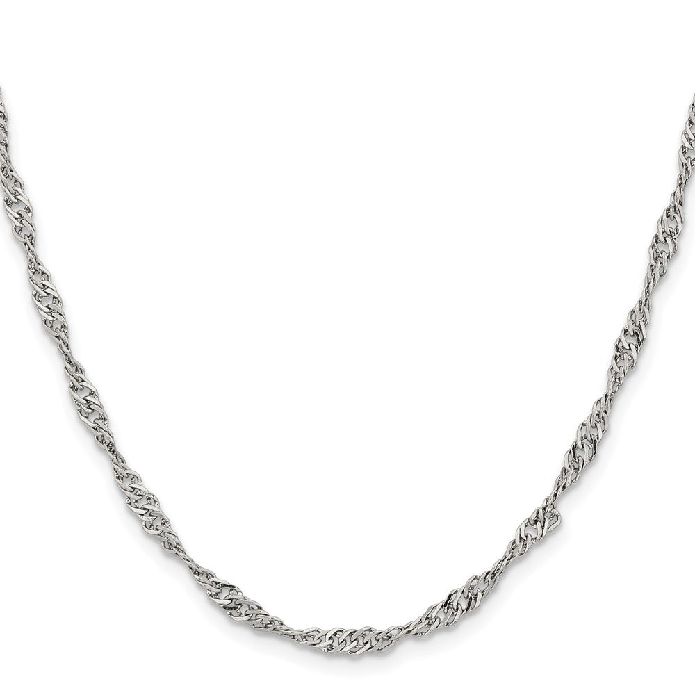 Stainless Steel Chisel Polished 3mm Singapore Chain Necklace