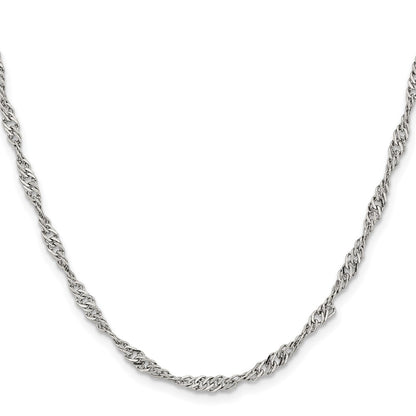 Stainless Steel Chisel Polished 3mm Singapore Chain Necklace
