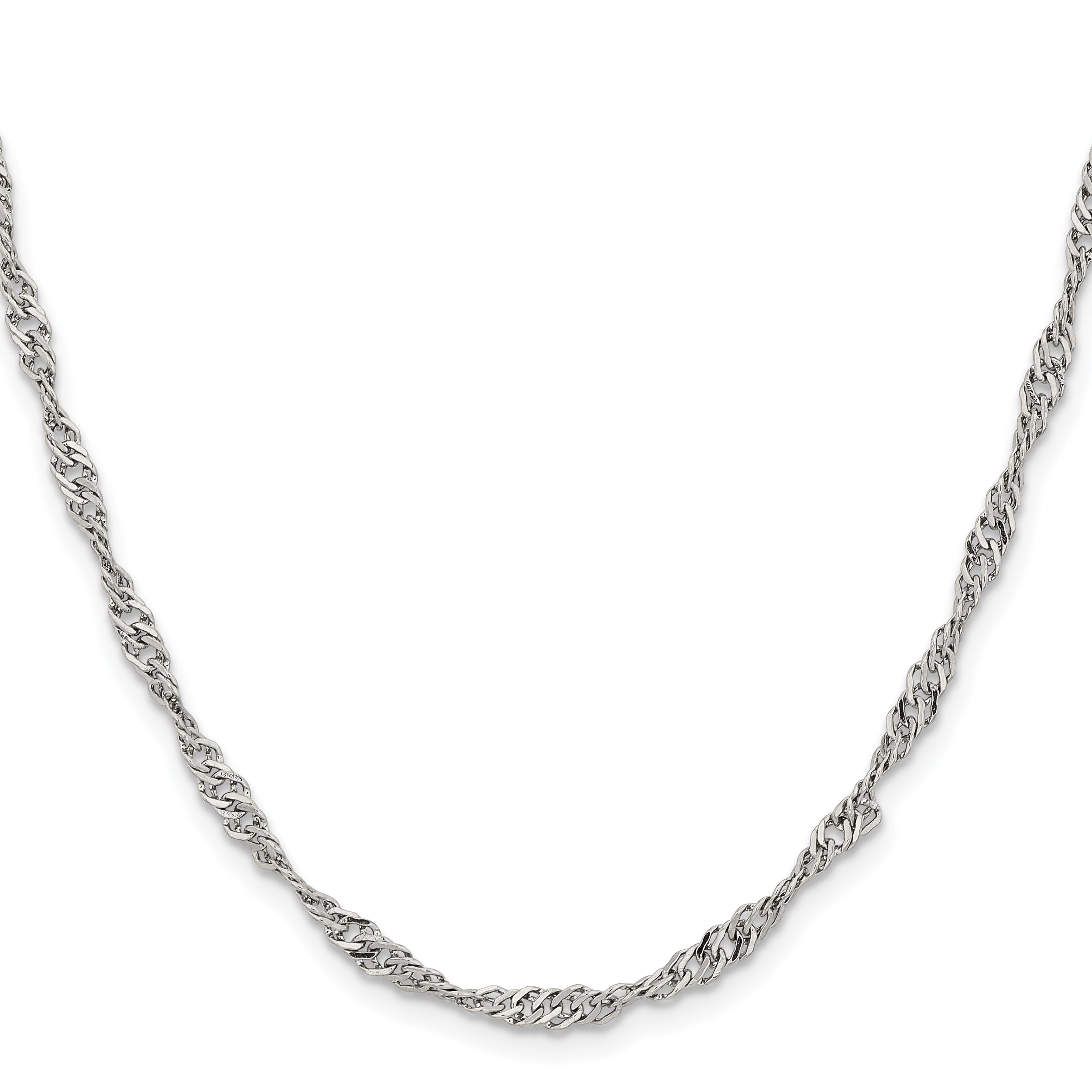 Stainless Steel Chisel Polished 3mm 20 Inch Singapore Chain Necklace