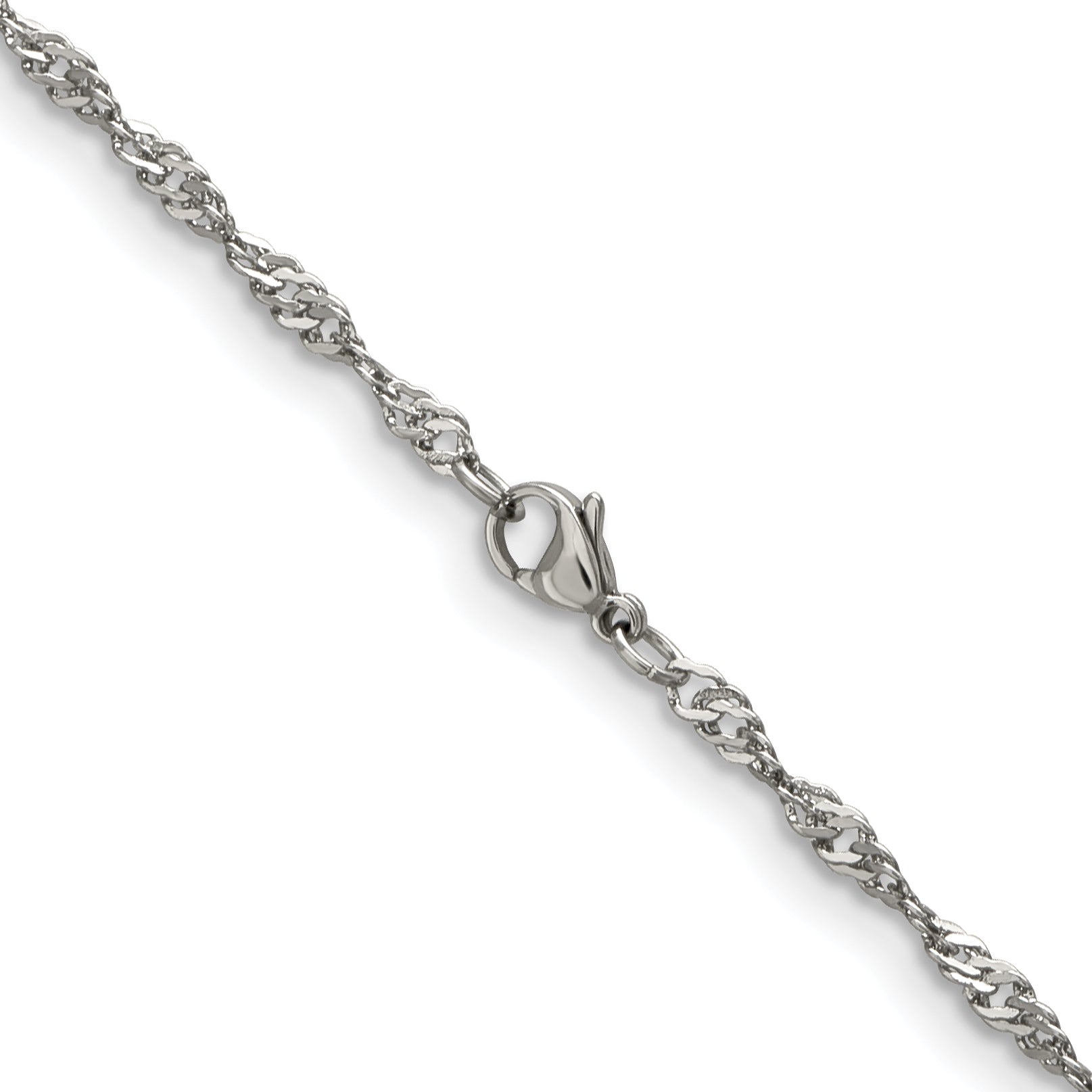 Stainless Steel Chisel Polished 3mm 20 Inch Singapore Chain Necklace