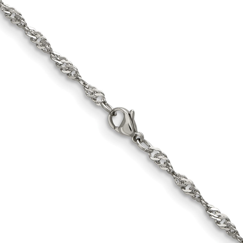 Stainless Steel Chisel Polished 3mm Singapore Chain Necklace
