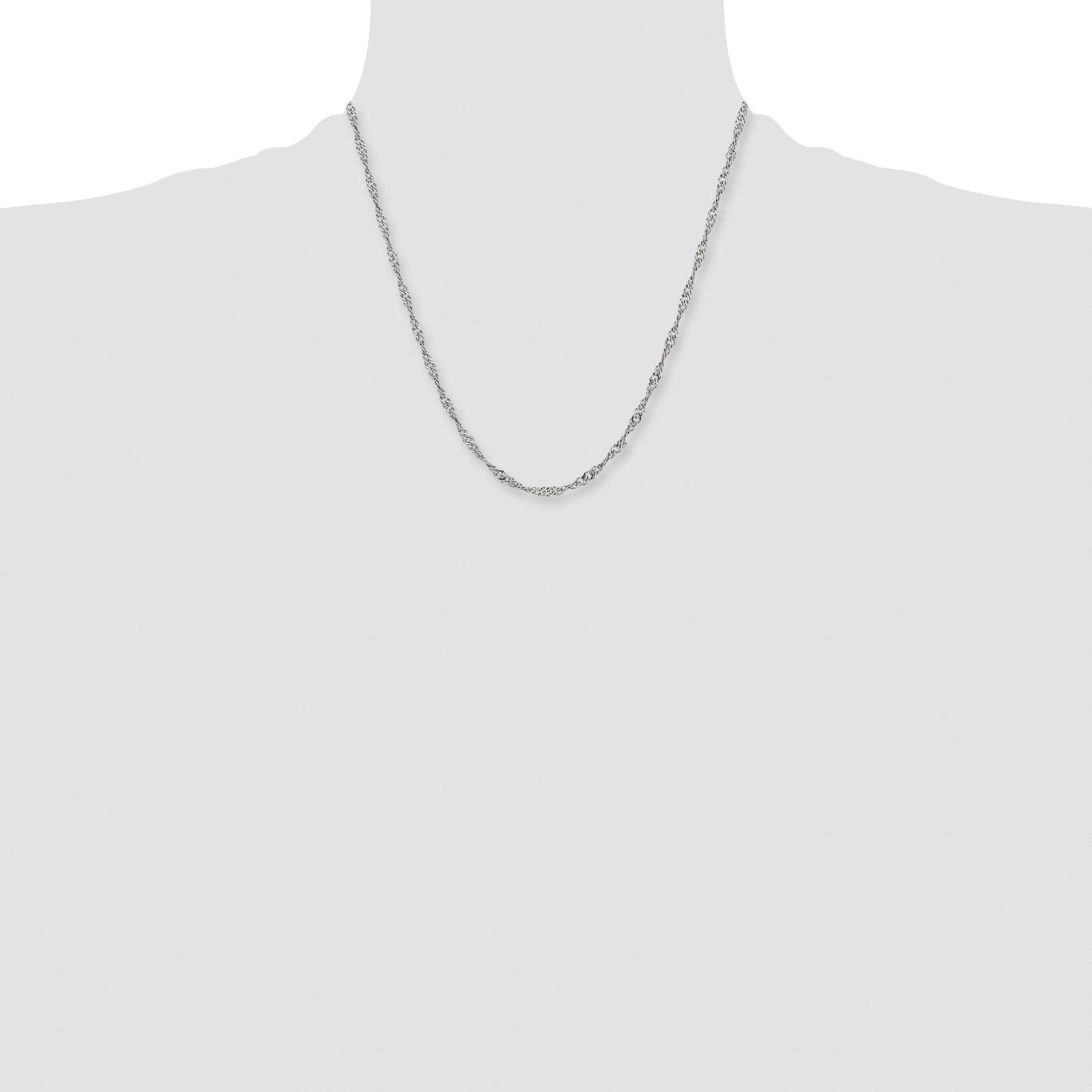 Stainless Steel Chisel Polished 3mm 20 Inch Singapore Chain Necklace