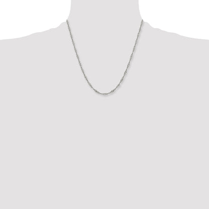 Stainless Steel Chisel Polished 3mm 20 Inch Singapore Chain Necklace