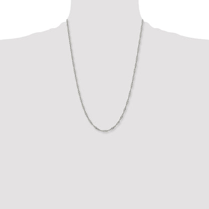Stainless Steel Chisel Polished 3mm 24 Inch Singapore Chain Necklace