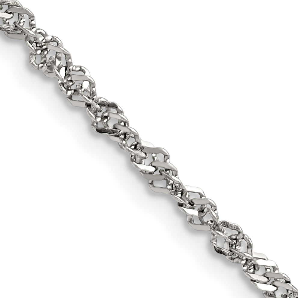 Stainless Steel Chisel Polished 3mm 20 Inch Singapore Chain Necklace