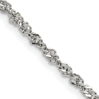 Stainless Steel Chisel Polished 3mm 24 Inch Singapore Chain Necklace