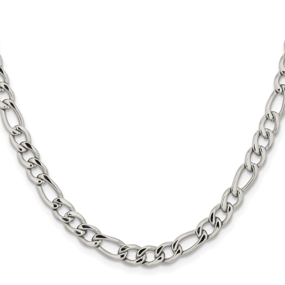Stainless Steel Chisel Polished 5.3mm 20 Inch Figaro Chain Necklace