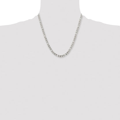 Stainless Steel Chisel Polished 5.3mm 20 Inch Figaro Chain Necklace