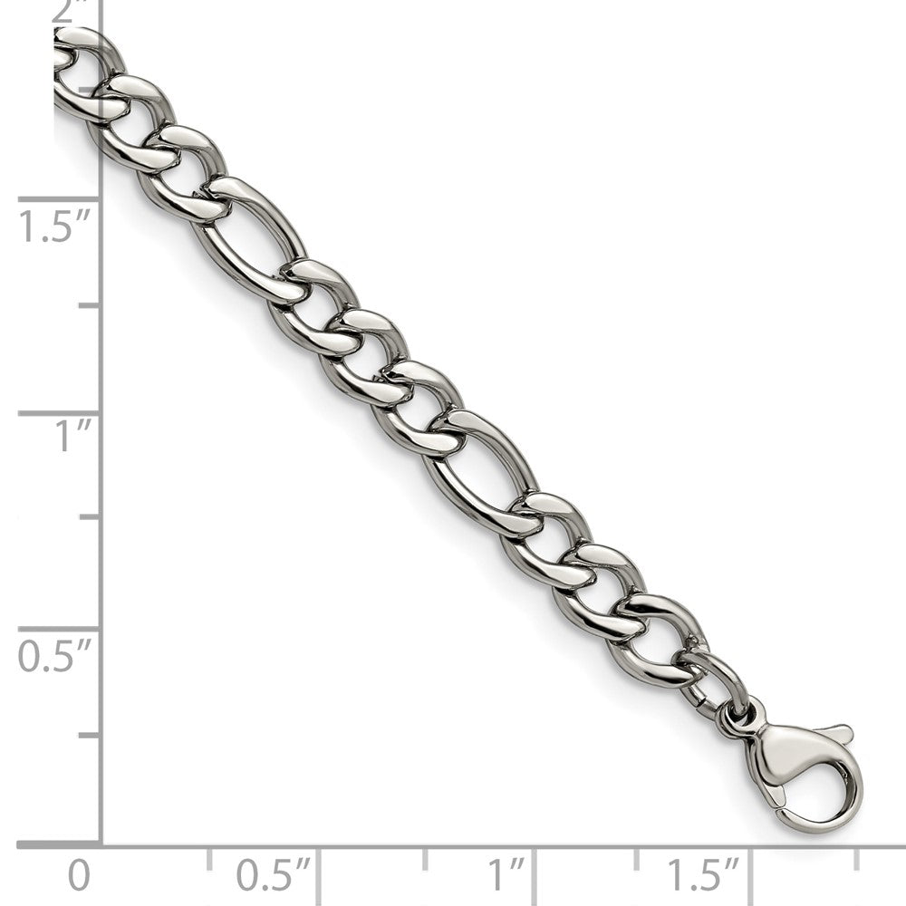 Stainless Steel Chisel Polished 5.3mm Figaro Chain Bracelet