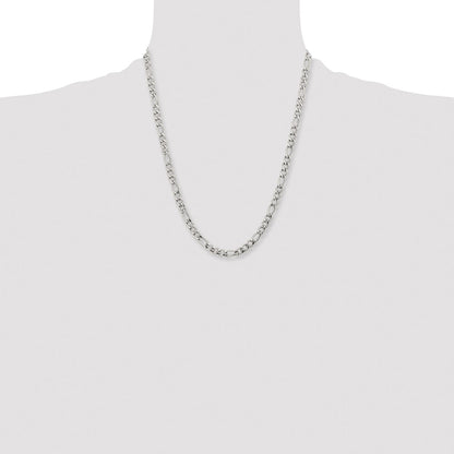 Stainless Steel Chisel Polished 6.3mm 22 Inch Figaro Chain Necklace