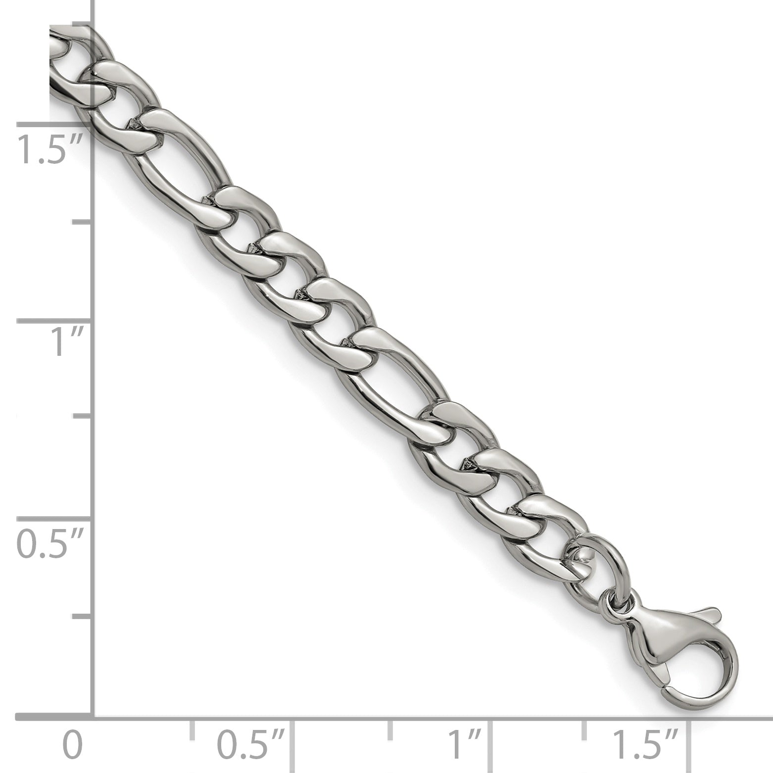 Stainless Steel Chisel Polished 6.3mm 8 Inch Figaro Chain