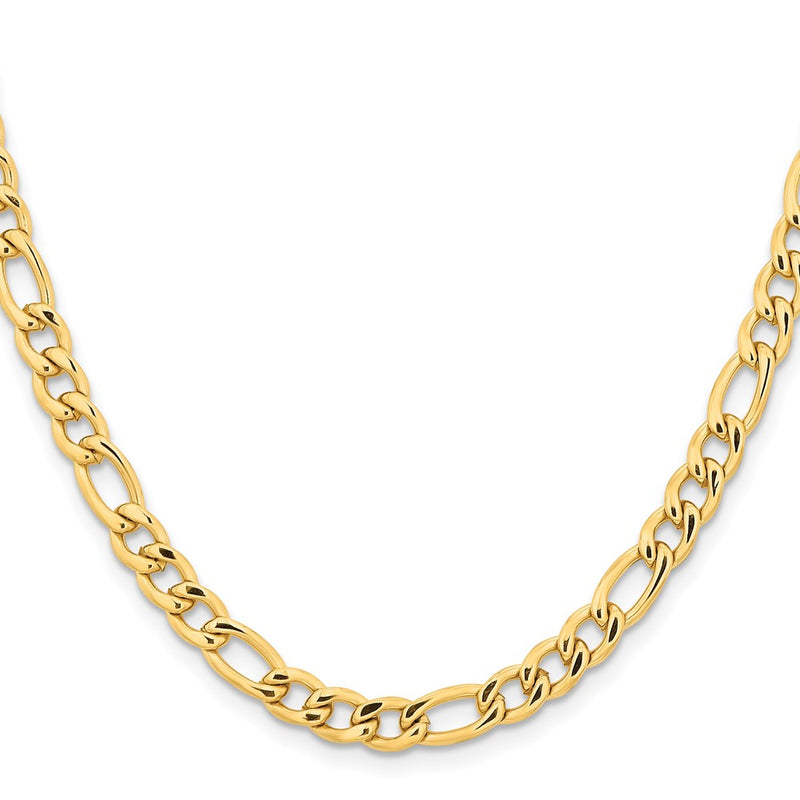 Stainless Steel Chisel Polished Yellow Ip-Plated 6.3mm 20 Inch Figaro Chain Necklace