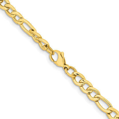 Stainless Steel Chisel Polished Yellow Ip-Plated 6.3mm 24 Inch Figaro Chain Necklace