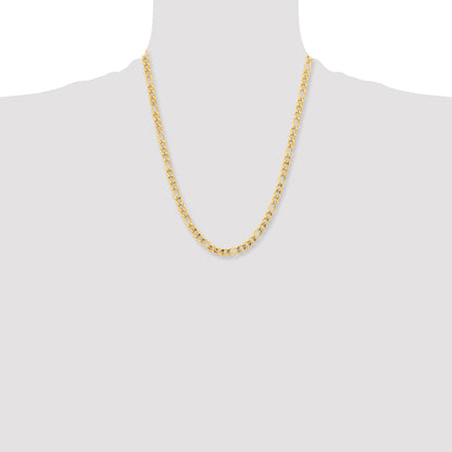 Stainless Steel Chisel Polished Yellow Ip-Plated 6.3mm 22 Inch Figaro Chain