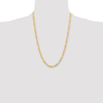 Stainless Steel Chisel Polished Yellow Ip-Plated 6.3mm 24 Inch Figaro Chain