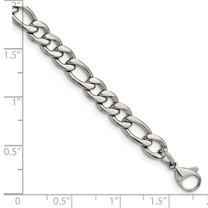 Stainless Steel Chisel Polished 6.75mm 8 Inch Figaro Chain