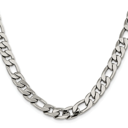 Stainless Steel Chisel Polished 8.75mm 24 Inch Figaro Chain