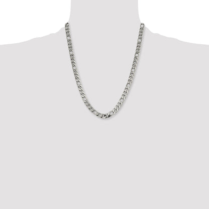Stainless Steel Chisel Polished 8.75mm 22 Inch Figaro Chain