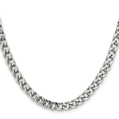 Stainless Steel Chisel Polished 5.5mm 24 Inch Franco Chain