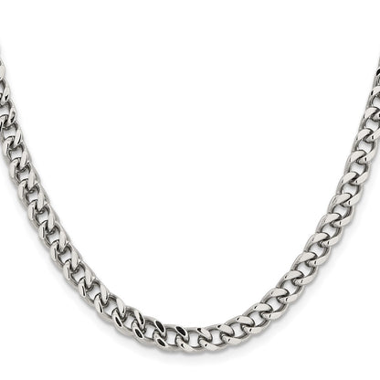 Stainless Steel Chisel Polished 5.5mm Franco Chain Necklace