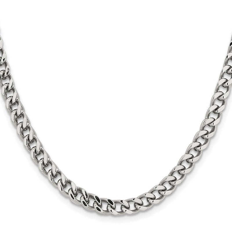 Stainless Steel Chisel Polished 5.5mm 22 Inch Franco Chain Necklace