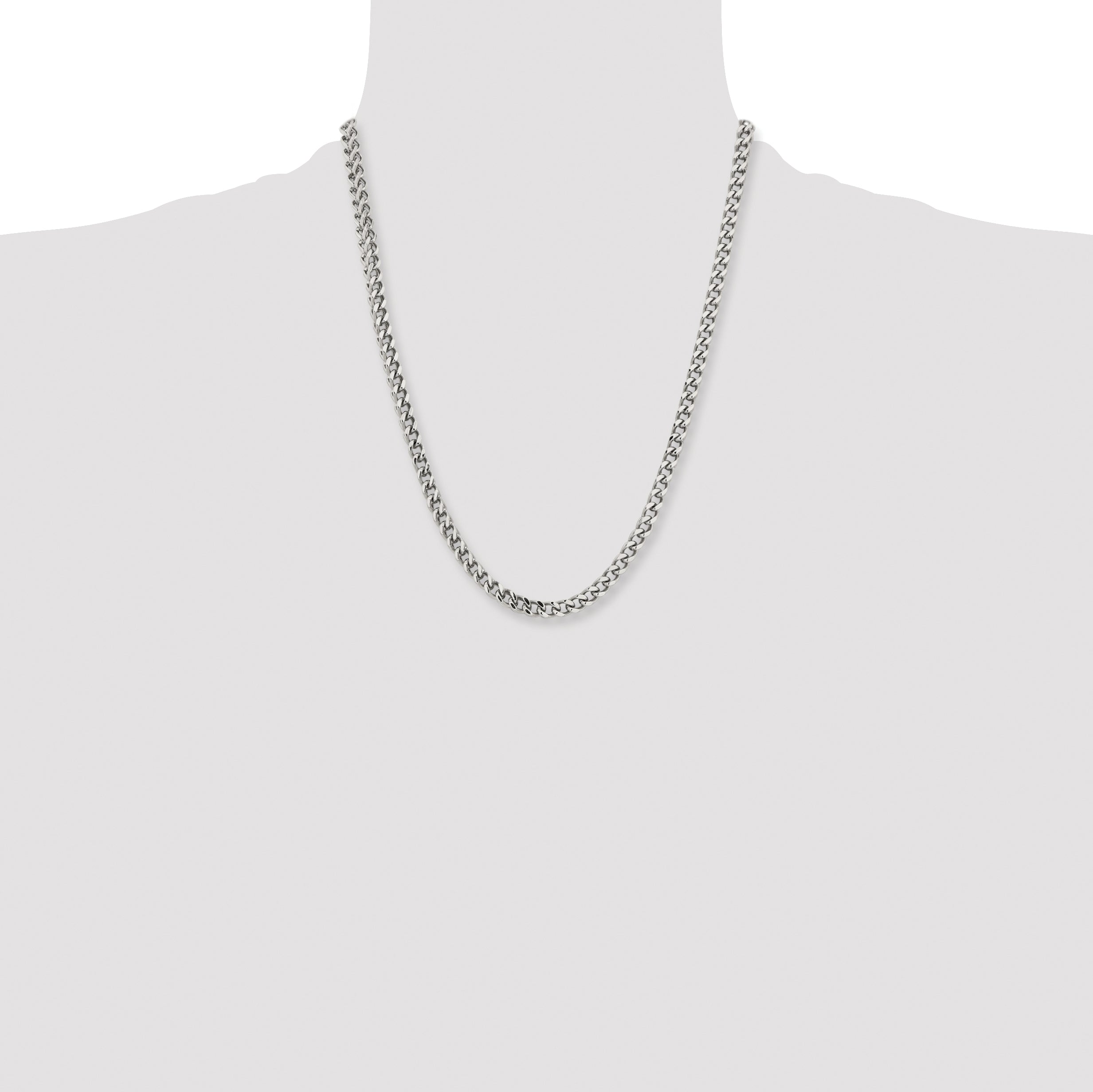 Stainless Steel Chisel Polished 5.5mm 22 Inch Franco Chain