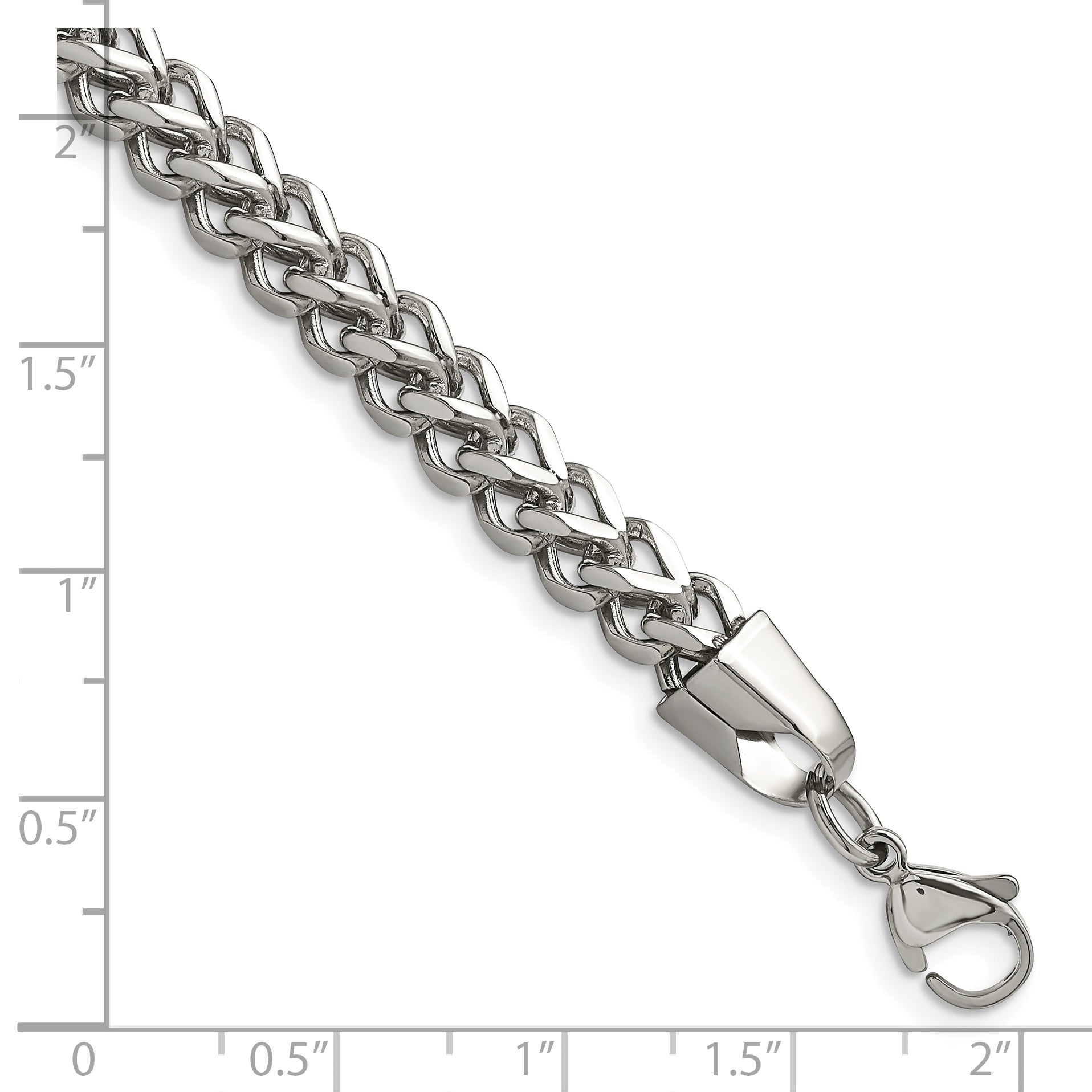 Stainless Steel Chisel Polished 5.5mm 8.5 Inch Franco Chain