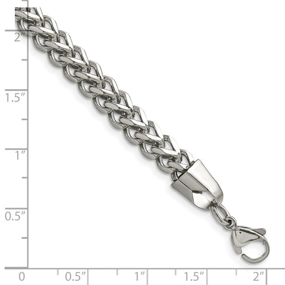 Stainless Steel Chisel Polished 5.5mm 8.5 Inch Franco Chain
