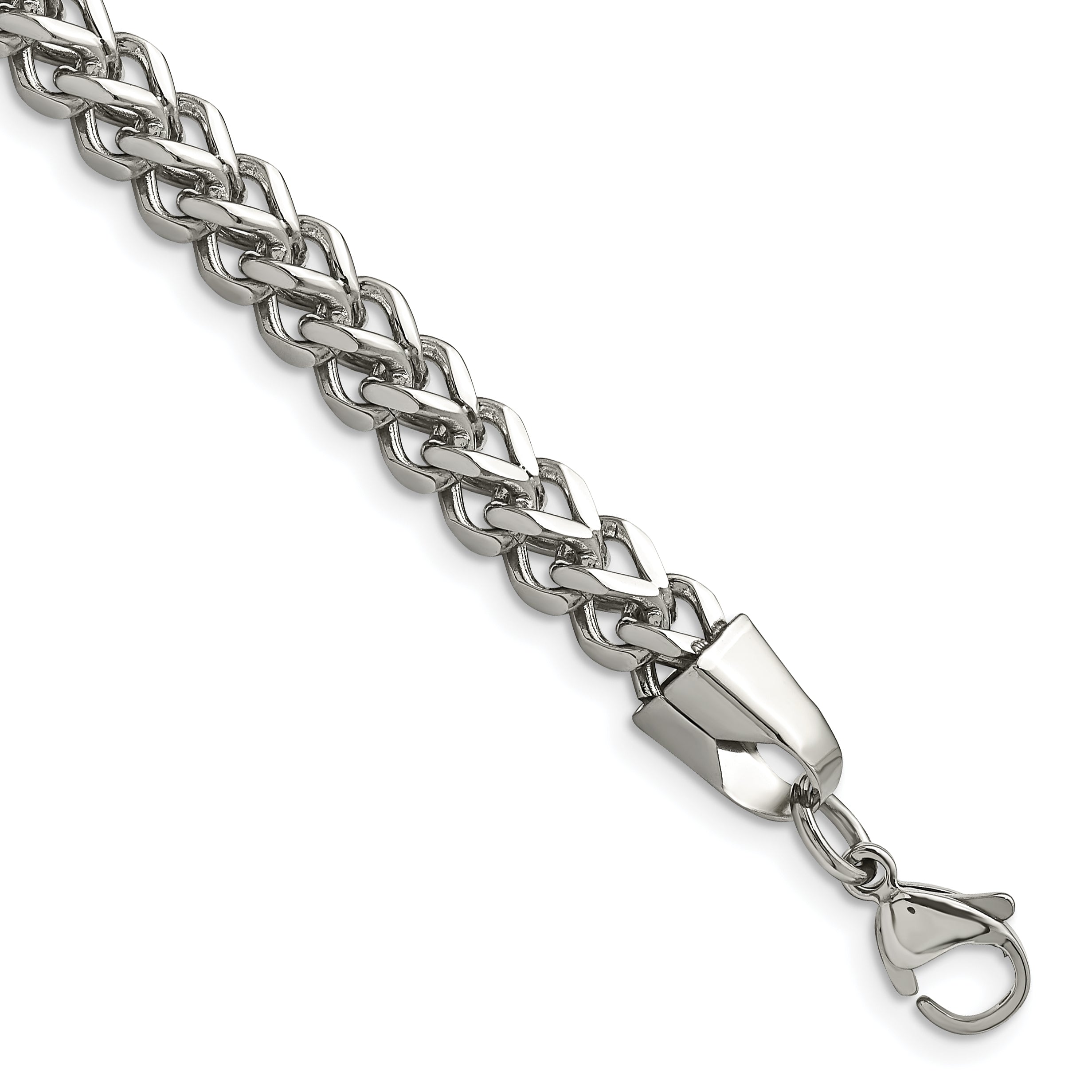 Stainless Steel Chisel Polished 5.5mm 8.5 Inch Franco Chain