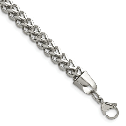 Stainless Steel Chisel Polished 5.5mm 8.5 Inch Franco Chain